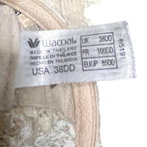 Wacoal 38DD Bra Beige Embrace Lace Underwire 65191 Lace Embroidered Back Close - Picture 6 of 6